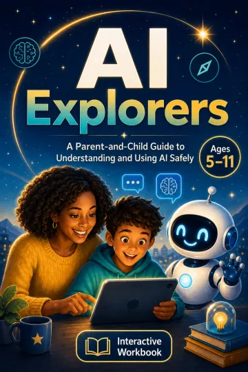 AI Explorers workbook cover for children ages 5 to 11