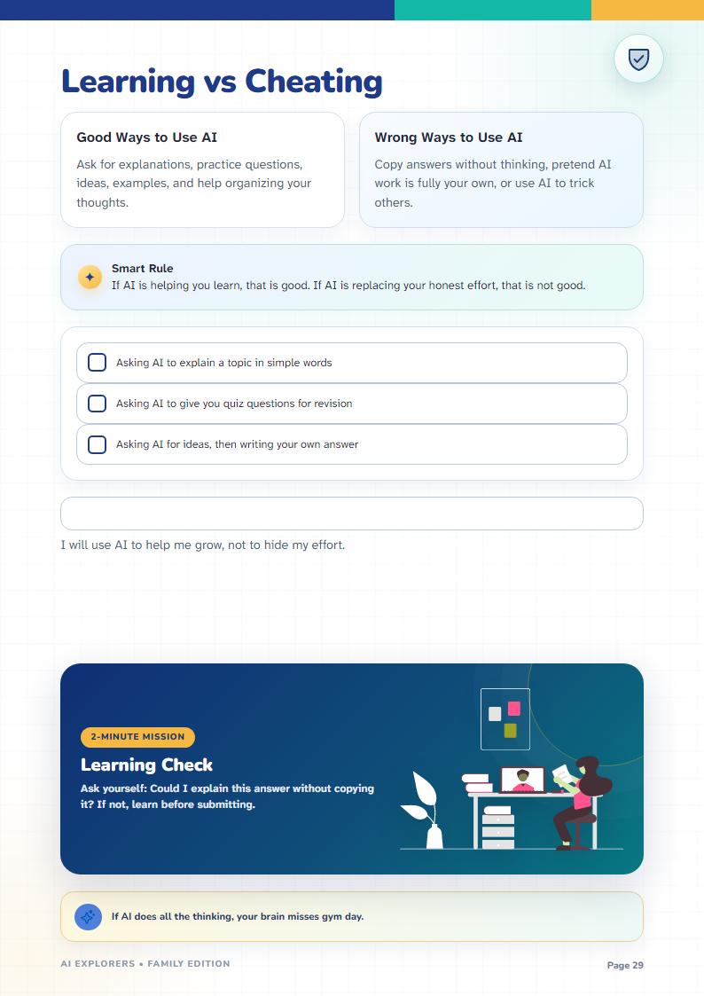 Workbook preview: Learning versus cheating lesson