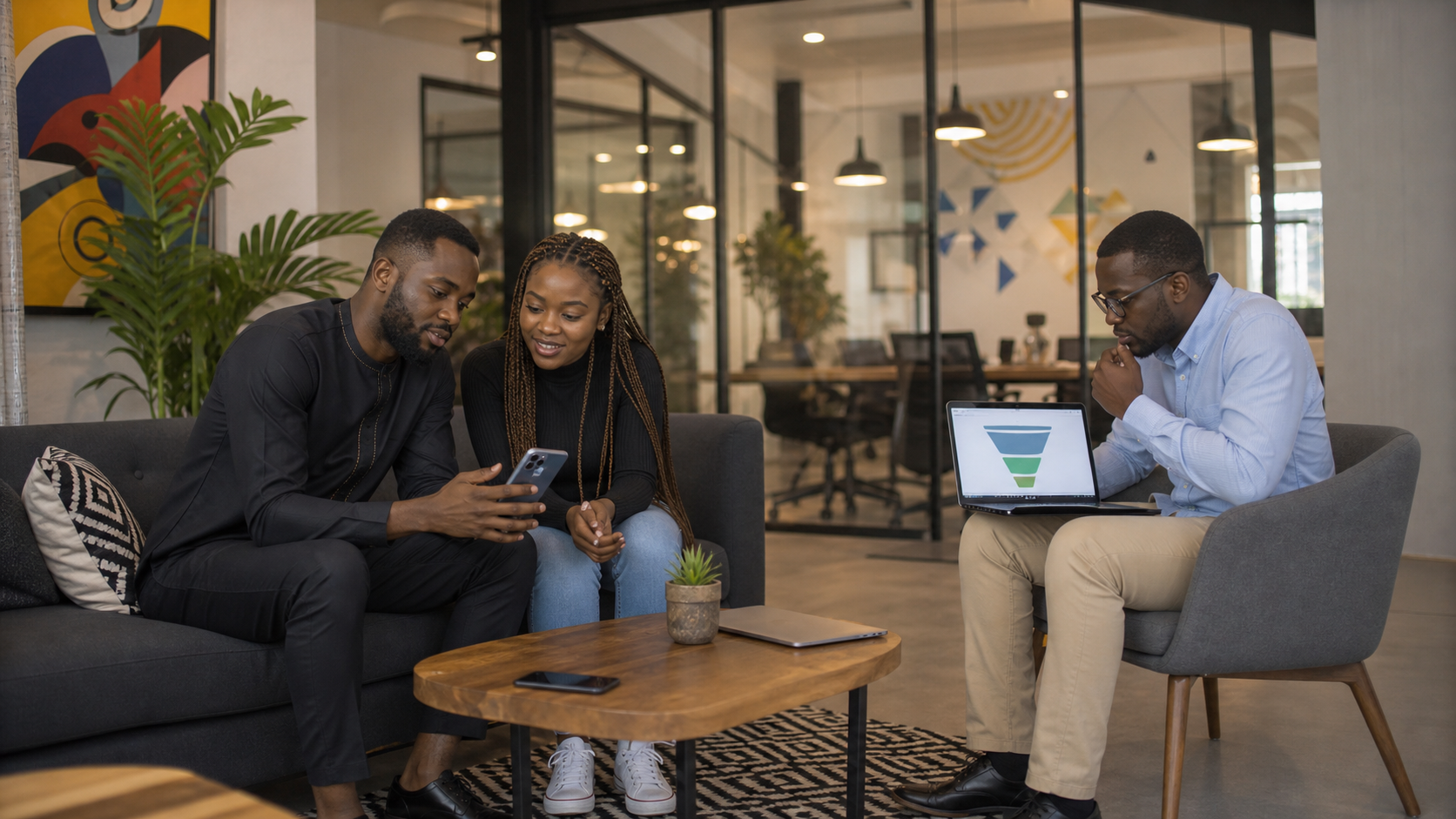 Nigerian app founder, creator and strategist reviewing an app user-acquisition funnel