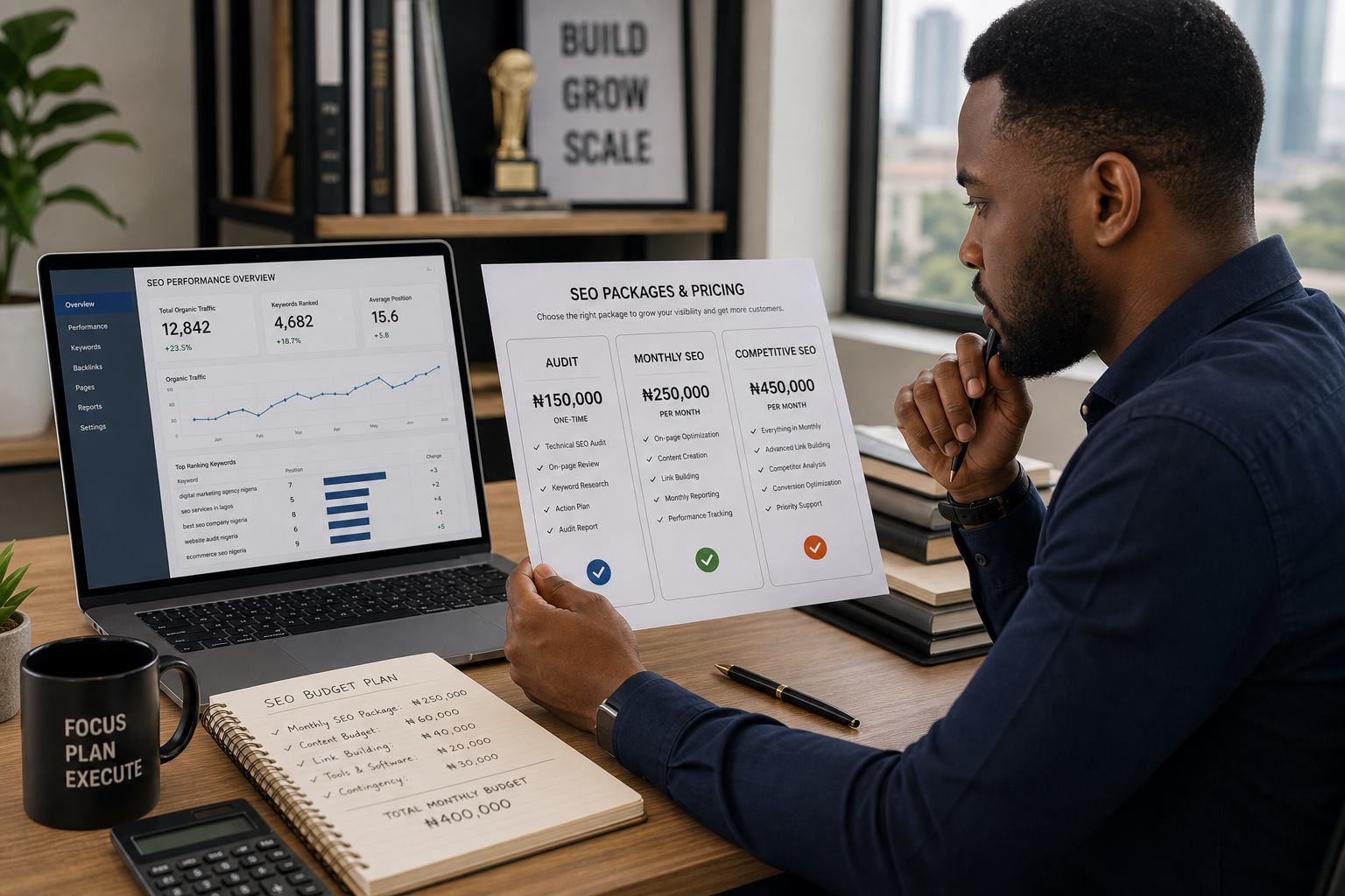 SEO pricing proposal showing audit monthly SEO and competitive SEO packages