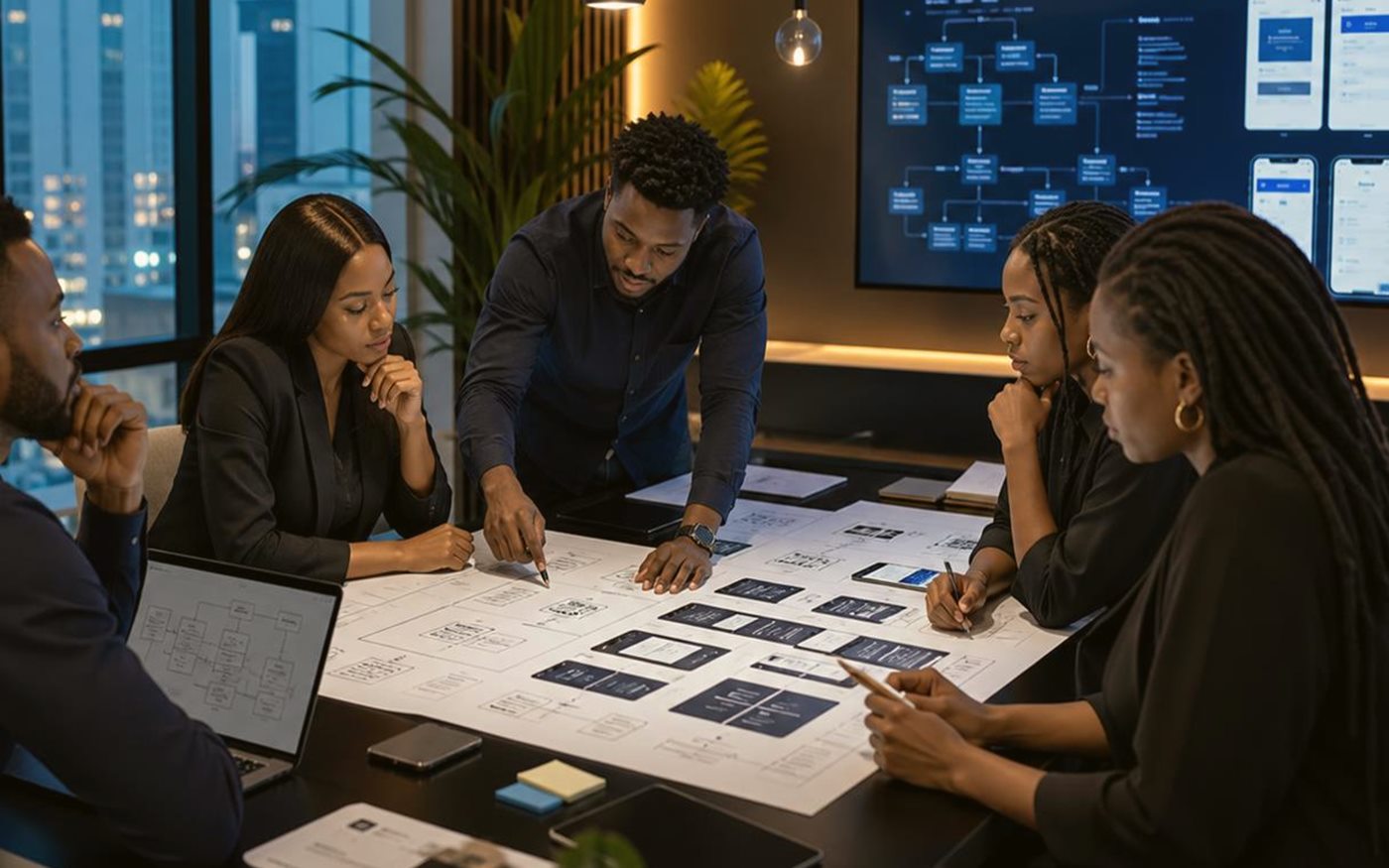 Business planning meeting focused on website brief details, pages, goals, and project direction